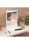 Table Mirror With Stand, White Desktop Vanity Accessory with Stable Base, Compact Makeup Re - 2