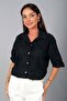 Women's Italian Cotton Shawl Pattern Embroidered Shirt - 3