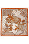 Women's 70X70 cm Orange Leopard and Ethnic Patterned Satin Scarf - 2