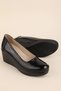 Genuine Leather Wedge Heel Daily Mother Shoes Nhr.6002 Black Honeycomb - 4