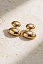 Gold Color Oval Curved Earrings Stylish and Modern Design - 2