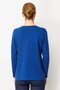 Women's V-Neck Shoulder Beaded Embroidered Sweater 25090 - Cobalt Blue - 3