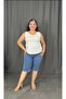 High Waist Pocket Detailed Cotton Fabric Capri, Suitable for Large Sizes