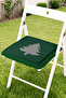 Christmas Themed Deer and Pine Tree Figured Checkered Patterned 4-Piece Fringed Zippered Chair Cushion - 5
