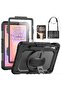 Heavy Duty Shockproof Case for Samsung Galaxy Tab S9 and S10 Lite / S10 11-Inch (2023), with Screen Protector, 360° Rotating Stand, Hand Strap, Shoulder Strap & Pen Holder (Black)