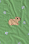 Green Background Capybara and Tiny Flower Pattern 70X150 Beach Towel - Cotton Bath Towel - 2