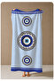 White Blue Evil Eye Bead Mandala Patterned 70X150 Beach Towel - Digital Printed Bath Towel - 4