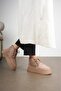 Mink Suede Women's Lace-Up Mini Boots with Dense Fur Inside - 3