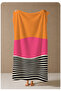 Orange Pink Black Color Block Striped 70X150 Beach Towel - Digital Printed Bath Towel - 3
