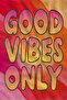Colorful Abstract Good Vibes Written Retro Patterned 70X150 Beach Towel - Cotton Bath Towel - 2