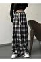 Y2K Black and White Plaid Unisex Sweatpants - 3