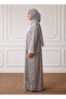 Silver Mist Metallic Textured Satin Abaya - 3