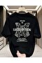 Men's White Printed Oversized T-Shirt Crew Neck Short Sleeve Graphic Patterned Streetwear T-Shirt