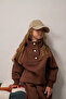 High Collar Snap Fastener Sweatshirt - 5