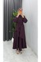 Women's Hijab Plum Crepe Fabric Hanzade Model Tunic Pants Set - 6