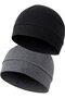 Unisex two-piece cap, knitted lightweight cotton helmet liner, suitable for running, cycling and motorcycling (black + grey).