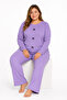 Plus size ribbed knit seasonal purple pajama set - 3