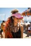 Open-face hat 56-58cm brim7cm rhinestone adjustable for golf/beach. - 4