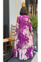 2 Piece Women's Tie-Neck Stone Embroidered Chiffon Dress |   Strappy Satin Underdress Maxi Length Event Dress Purple Floral Patterned Collar and Sleeves with Stones and Sequins Long Dress - 5
