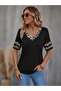 Women's short sleeve v-neck leopard print viscose blouse - 2