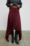 Junkit Women's Soft and Flexible Fabric Asymmetrical Long Gathered Burgundy Skirt - 5