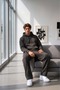 Men's Black Hooded Sweat Wide-Legged Sweatpants Set - 3