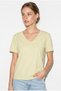 Women's Light Yellow 100% Cotton V-Neck Regular Fit T-Shirt 60382621 - 3