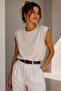 Soft Touch Zero Neck Draped Sleeveless Blouse Md0989