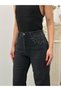 Women's Black High Waist Stone Embellished Wide Leg Long Jean Pants with Pockets - 2