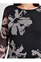 Black Floral print Long Sleeves A-Line Maxi Dress - 3