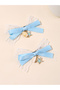 Pack of 2 -Girls Blue Seashell Embellished Bow Hair Clips