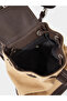 Khaki Drawstring Flap Backpack - 5