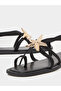 Black Starfish Embellished Flat Sandals - 3