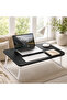 Portable folding laptop table, multi-functional card slots, sturdy U-shaped legs, bedside tray table, side table, suitable for laptop use, studying, working, reading, breakfast.