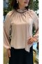 Women's Scarf Collar Blouse Powder Long Sleeve Stylish Blouse |   Chiffon Blouse - 3