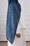 Ethnic Floral Patterned Soft Shawl Indigo