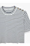Buttoned Crew Neck Short Sleeve Striped Knitwear T-Shirt - 7