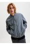 Charcoal Solid Zip-Up Bomber Jacket - 4