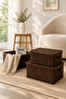 3-Piece Rattan Covered Rectangular Organizer Set for Bathroom, Living Room, Children's Room, Multi-Purpose Basket Set - 4