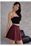 Women's Pleated Elastic Waist Shiny Lacquer Fabric Mini Skirt, Doesn'T Show under Clothes, 45 cm - 2