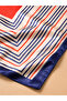 Women's Geometric Striped Patterned 50X50 cm Satin Scarf, Cobalt Blue Edged Silky Textured Square Neck Hair and Bag Accessory - 3