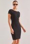 Women's Ribbed Camisole Black Dress - 4