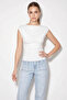 Women's Degaje Collar Lycra White Blouse with Side Gathered Detail - 5