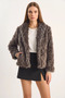 Women's Faux Fur Black Gray Jacket - 5