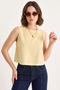 Women's Sleeveless Linen Yellow Blouse - 4