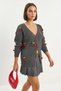 Women's V-Neck Cherry Accessory Knitwear Anthracite Cardigan - 3