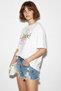 Women's Crew Neck Flamingo Printed Oversize Cotton t Shirt White - 4