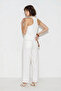 Women's V-Neck Buttoned Vest Wide Leg White Suit - 5