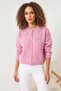 Women's Stoned Embellished Knitwear Pink Cardigan