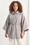 Women's Pocket Detailed Belted Cashmere Poncho Gray